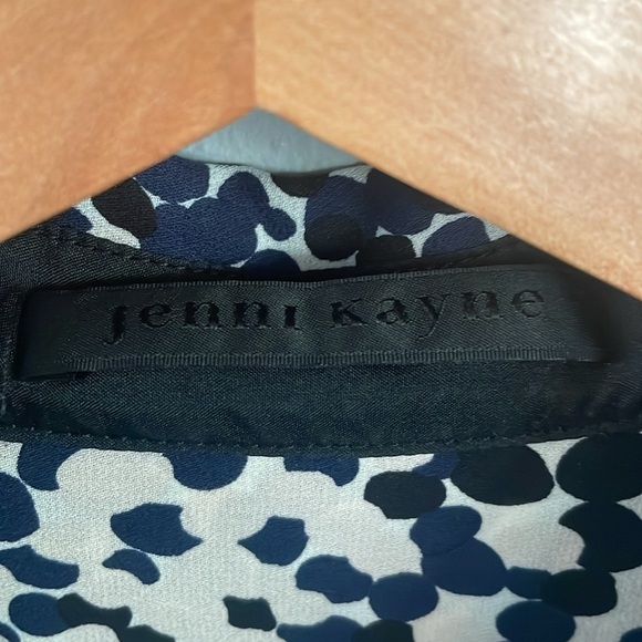 Jenni Kayne Abstract Polka Dot Blue Black & Cream Button Front Blouse size s - Picture 5 of 6